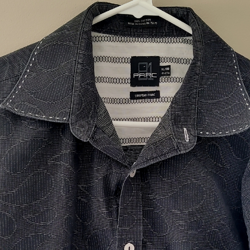Men's 81 Parc Shirt XL 17/17.5 Gray Black